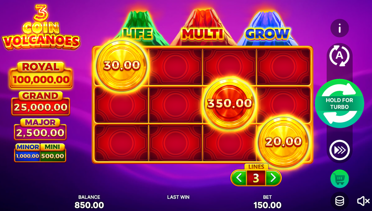 3 Coin Volcanoes slot game