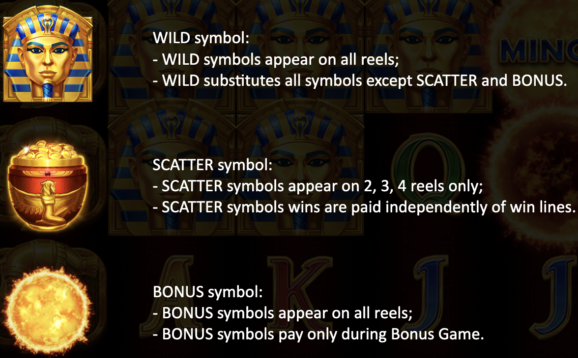 Sun of Egypt 3 slot symbols