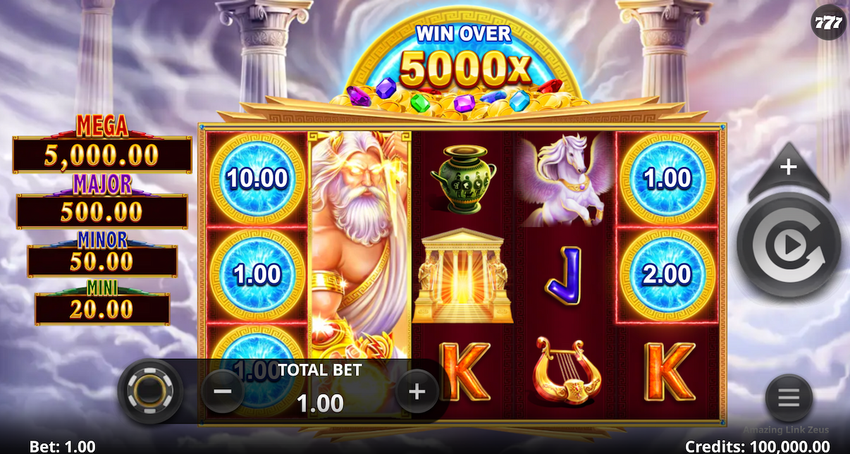 Amazing Link Zeus slot game